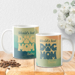 Hond Moeder Retro Groovy gepersonaliseerd Koffiemok