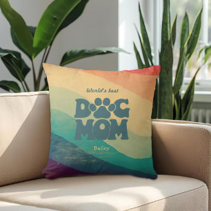 Hond Moeder Retro Groovy gepersonaliseerd Kussen
