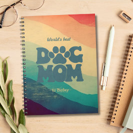 Hond Moeder Retro Groovy gepersonaliseerd Notitieboek