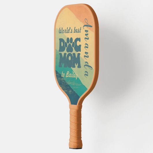 Hond Moeder Retro Groovy gepersonaliseerd Pickleball Paddle (Links)