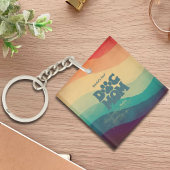 Hond Moeder Retro Groovy gepersonaliseerd Sleutelhanger