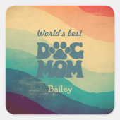 Hond Moeder Retro Groovy gepersonaliseerd Vierkante Sticker (Voorkant)