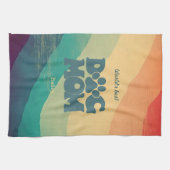 Hond Moeder Retro Groovy Rainbow gepersonaliseerd Theedoek (Horizontaal)