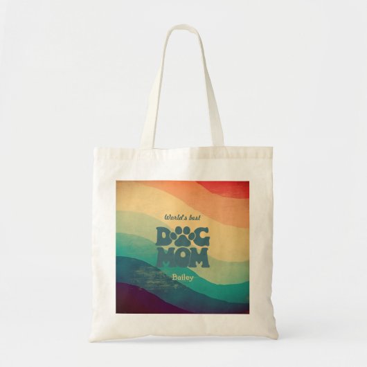 Hond Moeder Retro Groovy Rainbow Tote Bag (Voorkant)