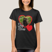 Hond Moeder Script Rode Hart Foto Zwart T-shirt (Voorkant)