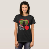 Hond Moeder Script Rode Hart Foto Zwart T-shirt (Voorkant volledig)