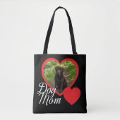 Hond Moeder Script Rode Hart Foto Zwart Tote Bag (Voorkant)