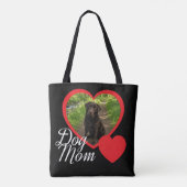 Hond Moeder Script Rode Hart Foto Zwart Tote Bag (Achterkant)