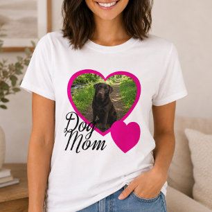 Hond Moeder Script Roze Hart Foto Wit T-shirt