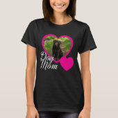 Hond Moeder Script Roze Hart Foto Zwart T-shirt (Voorkant)