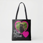 Hond Moeder Script Roze Hart Foto Zwart Tote Bag (Voorkant)