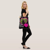 Hond Moeder Script Roze Hart Foto Zwart Tote Bag (Op model)