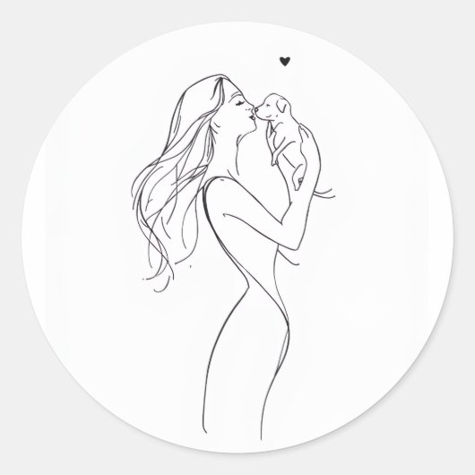 Hond Moeder Sticker Minimalistische Huisdierliefhe (Voorkant)