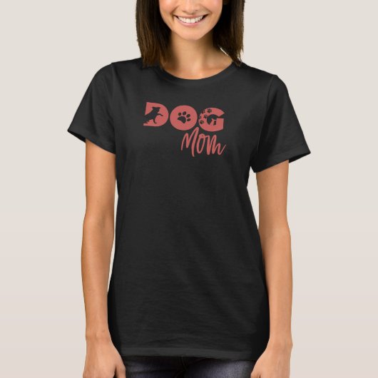 Hond Moeder T-shirt - Retro rode hond silhouet, po (Voorkant)