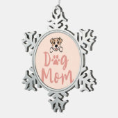 Hond Moeder Tin Sneeuwvlok Ornament (Rechts)