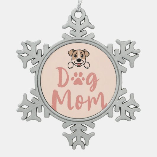 Hond Moeder Tin Sneeuwvlok Ornament (Voorkant)
