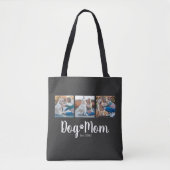 Hond Moeder Vastgestelde Script Zwart 3 Foto Tote Bag (Voorkant)