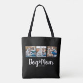 Hond Moeder Vastgestelde Script Zwart 3 Foto Tote Bag (Achterkant)
