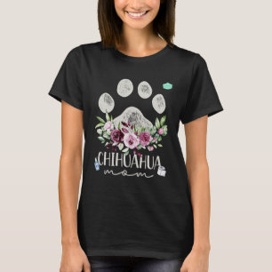 Hond Moeder voor Vrouwen Poot Print Bloemen Graphi T-shirt