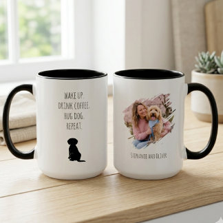 Hond Moeder Wakker Worden Drinken Koffie Herhalen Mok