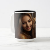 Hond Moeder Wifey Modern Zwart Script Wit Vrouwen Tweekleurige Koffiemok (Voorkant links)