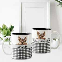 Hond Moeder Yorkie Op Maat Tweekleurige Koffiemok