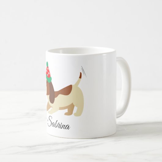 Hond Mok, Kerstmis Mok, Xmas Gift gepersonaliseerd Koffiemok (Voorkant rechts)