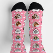 HOND MOM Custom 4 Pet Kat Hart Foto Roze Sokken (Top)