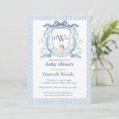 Hond monogram crest Baby shower Kaart (Staand voorkant)