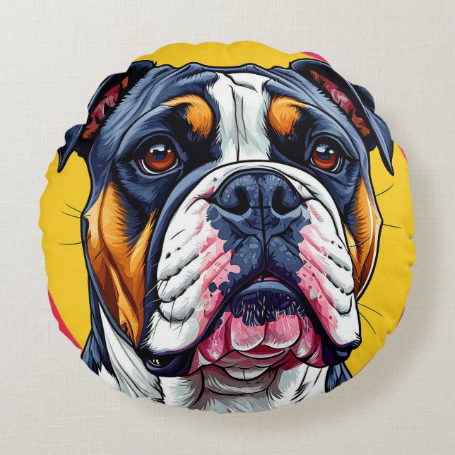 Hond Moppige Hond Expressieve Ogen Cartoon Rond Kussen (Voorkant)