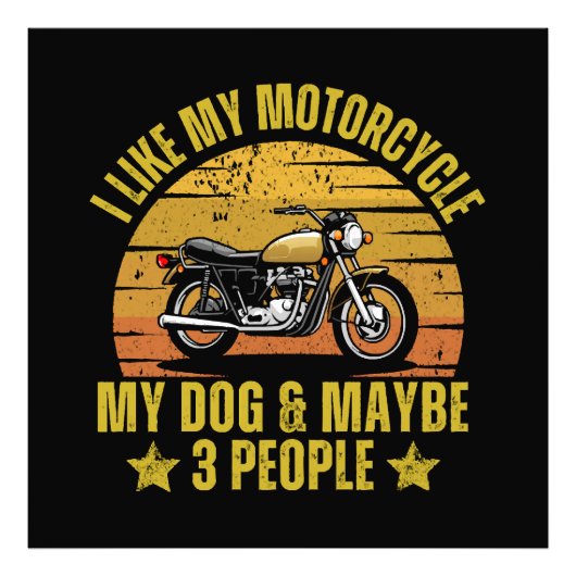 Hond Motorfiets Foto Afdruk (Voorkant)