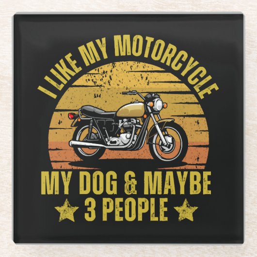 Hond Motorfiets Glazen Onderzetter (Voorkant)