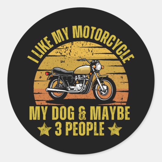 Hond Motorfiets Ronde Sticker (Voorkant)