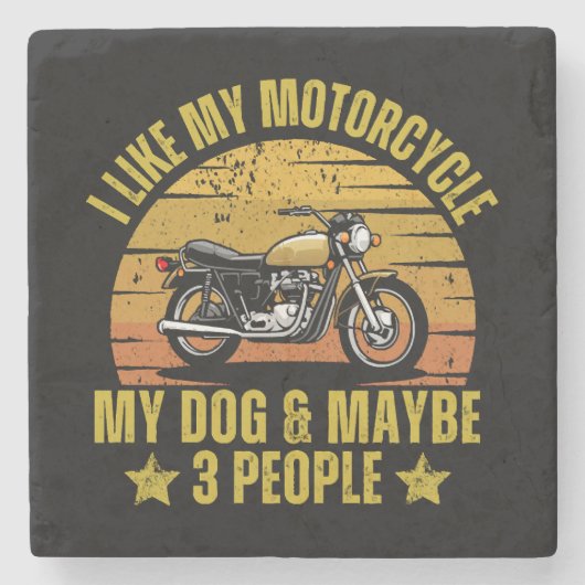 Hond Motorfiets Stenen Onderzetter (Voorkant)