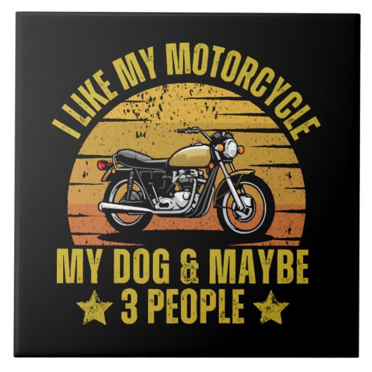 Hond Motorfiets Tegeltje (Voorkant)