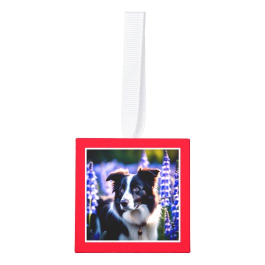 Hond Multi Foto Rode Kerst Decoratie (Voorkant)