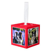 Hond Multi Foto Rood Kerstmis Decoratie (Voorkant hoekig)