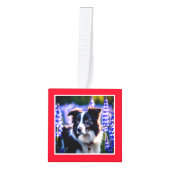 Hond Multi Foto Rood Kerstmis Decoratie (Voorkant)