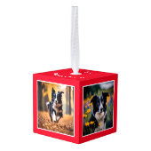 Hond Multi Foto Rood Kerstmis Decoratie (Achter hoekig)