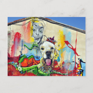 Hond Muurschildering Graffiti Briefkaart