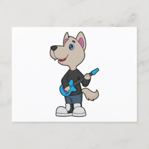 Hond Muzikant Gitaar Muziek Briefkaart
