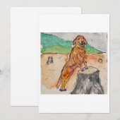 Hond naast een boomstompje wenskaart kaart (Voorkant / Achterkant)