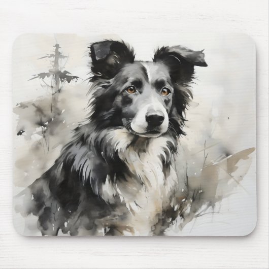 Hond Natuur Inkt Schildering Muismat (Voorkant)