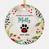 Hond of kat gedenkpoten kleurrijke krans keramisch ornament (Voorkant)