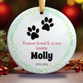 Hond of kat herdenking poten groene krans keramisch ornament