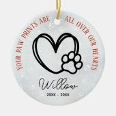 Hond of kat huisdier gedenkpoten en hart keramisch ornament (Voorkant)