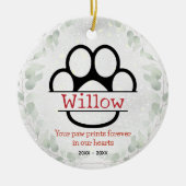 Hond of kat huisdier gedenkpoten groene krans keramisch ornament (Voorkant)