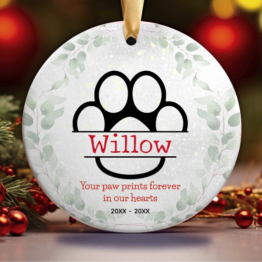 Hond of kat huisdier gedenkpoten groene krans keramisch ornament