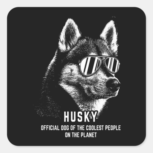 Hond | Officiële hond van Siberië Husky, koudste Vierkante Sticker (Voorkant)