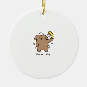 Hond onder de douche Bruine Poedel Bad Tijd Kawaii Keramisch Ornament